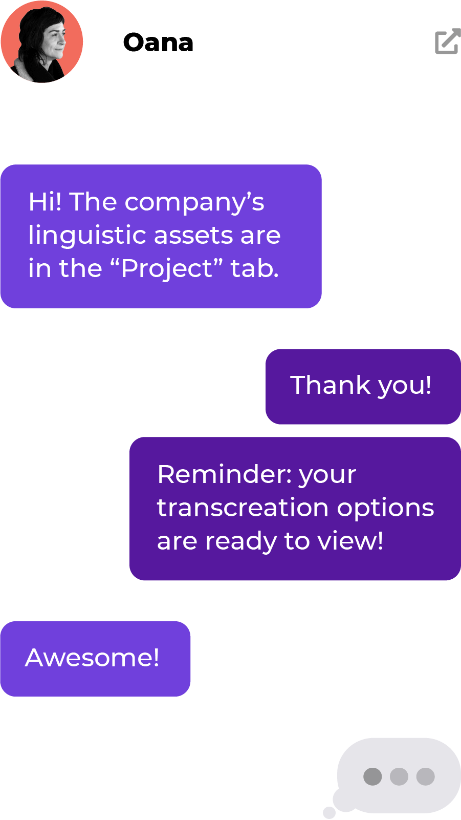 Chat sur les produits de transcréation