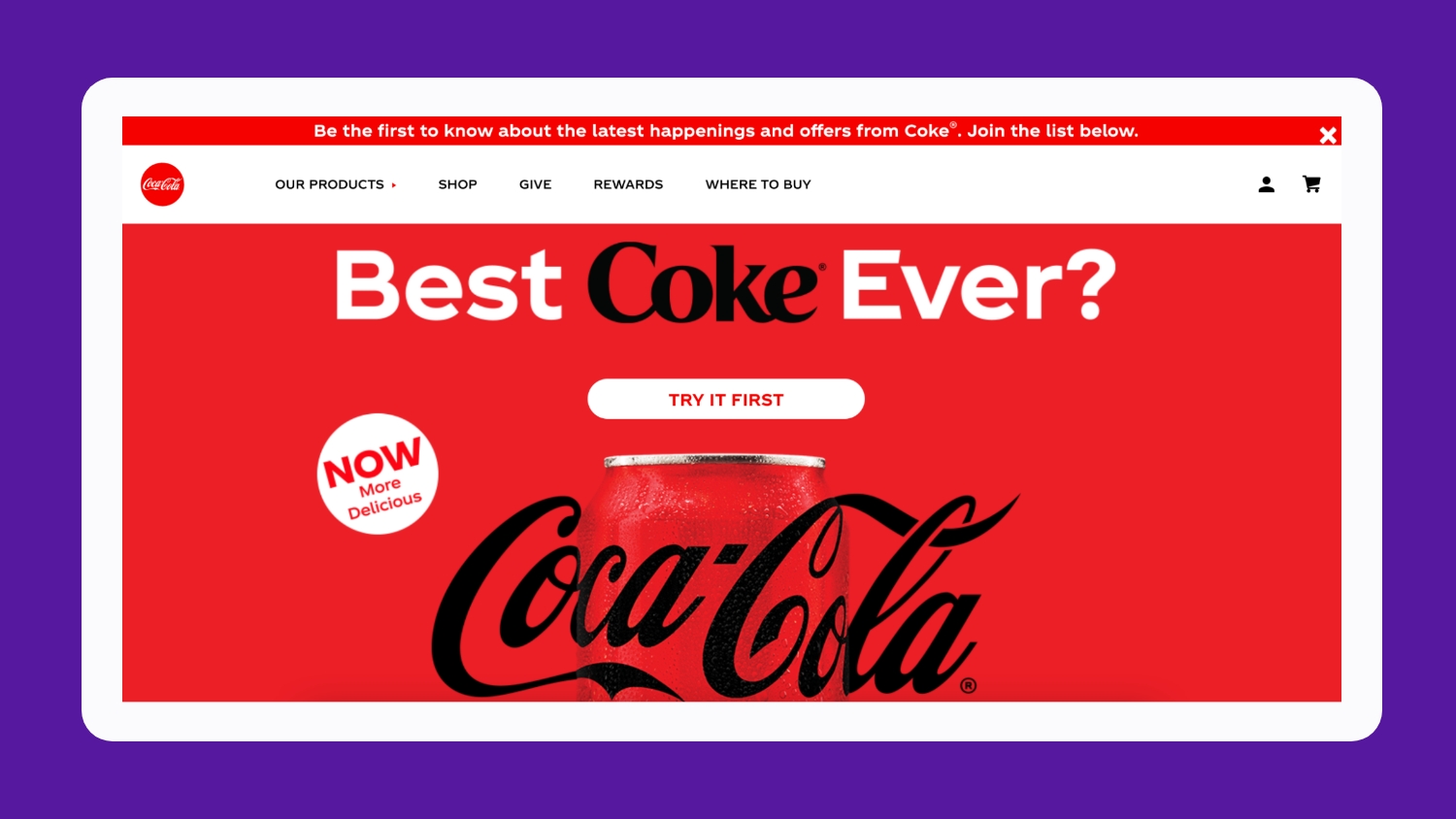 Site Internet de Coca-Cola pour les États-Unis