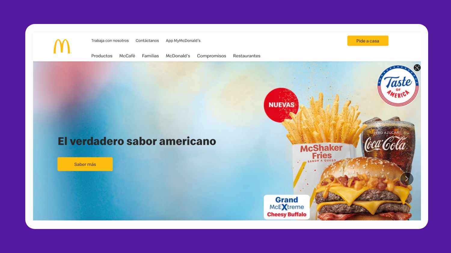 Site Internet de McDonald's en espagnol