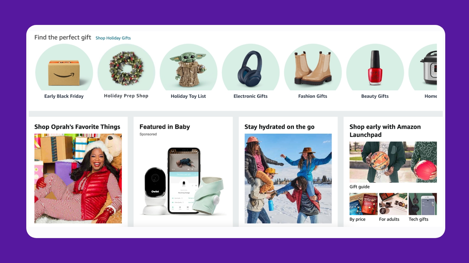 Achats de Noël personnalisés sur le site Web d'Amazon aux États-Unis