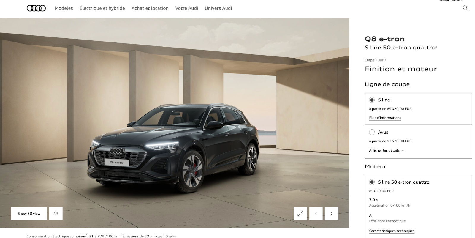 La voiture électrique Audi e-tron traduction