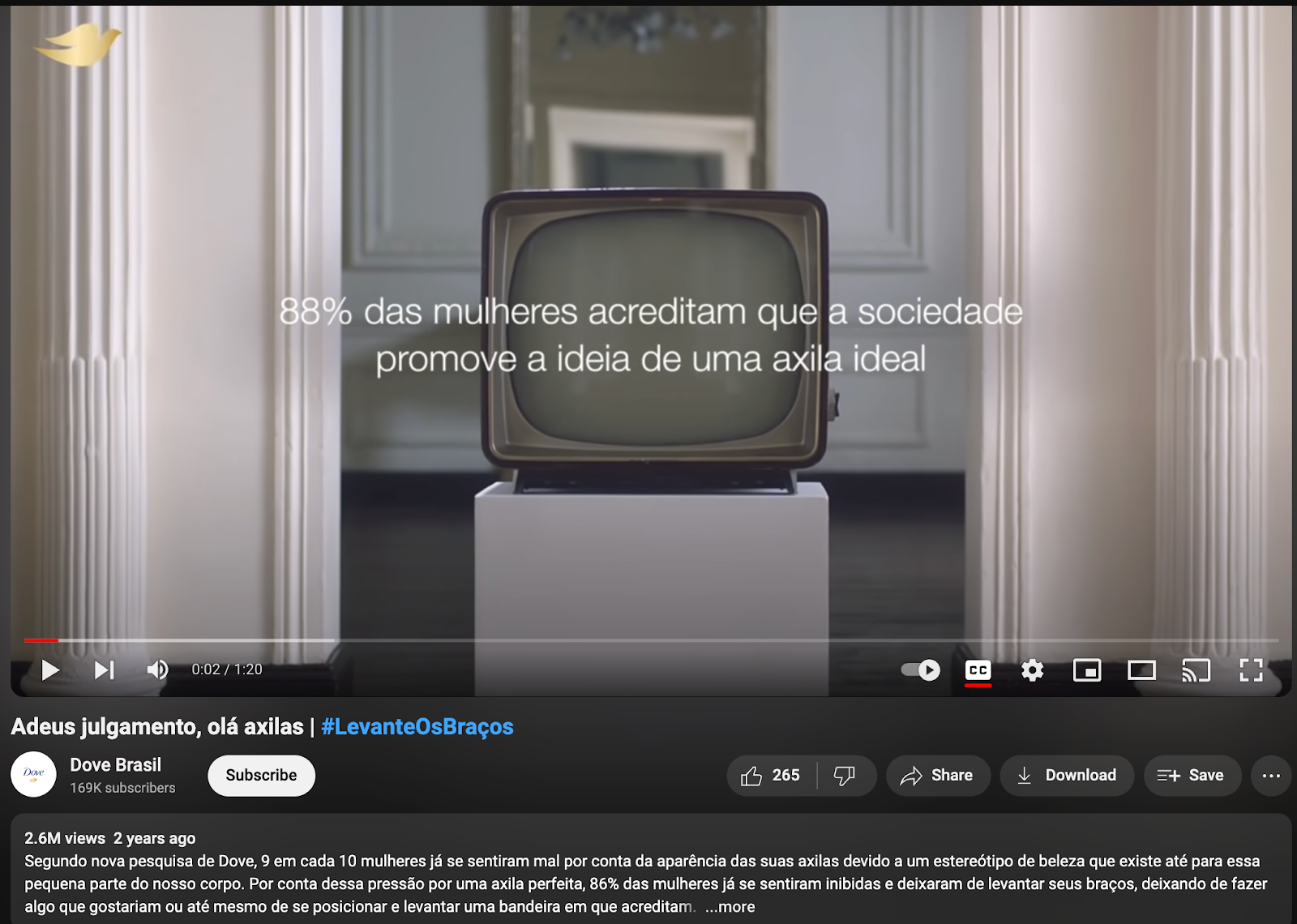 Exemple de localisation de médias de Dove Brésil