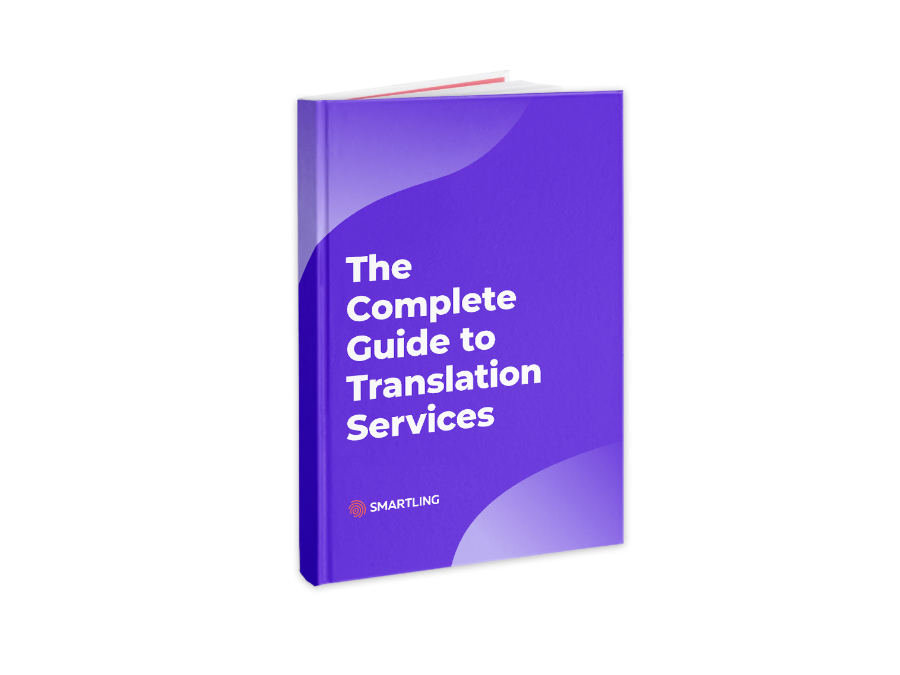 Livre avec texte sur la couverture : Le guide complet des services de traduction