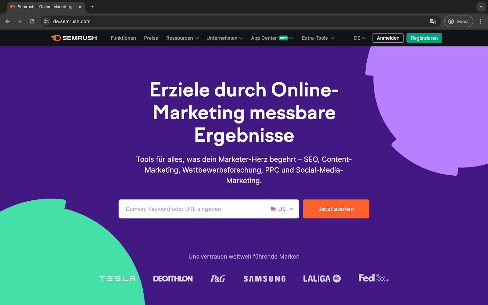 Site web de SEMRush en allemand