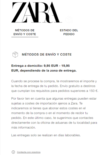 Exemple de commerce électronique avec Zara